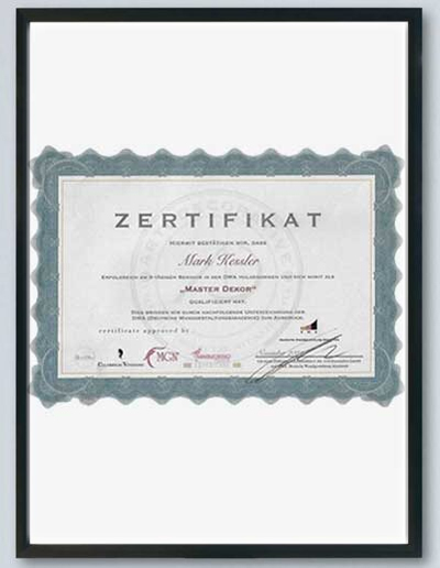 Master-Dekor-Zertifikat der Deutschen Wandgestaltungsakademie